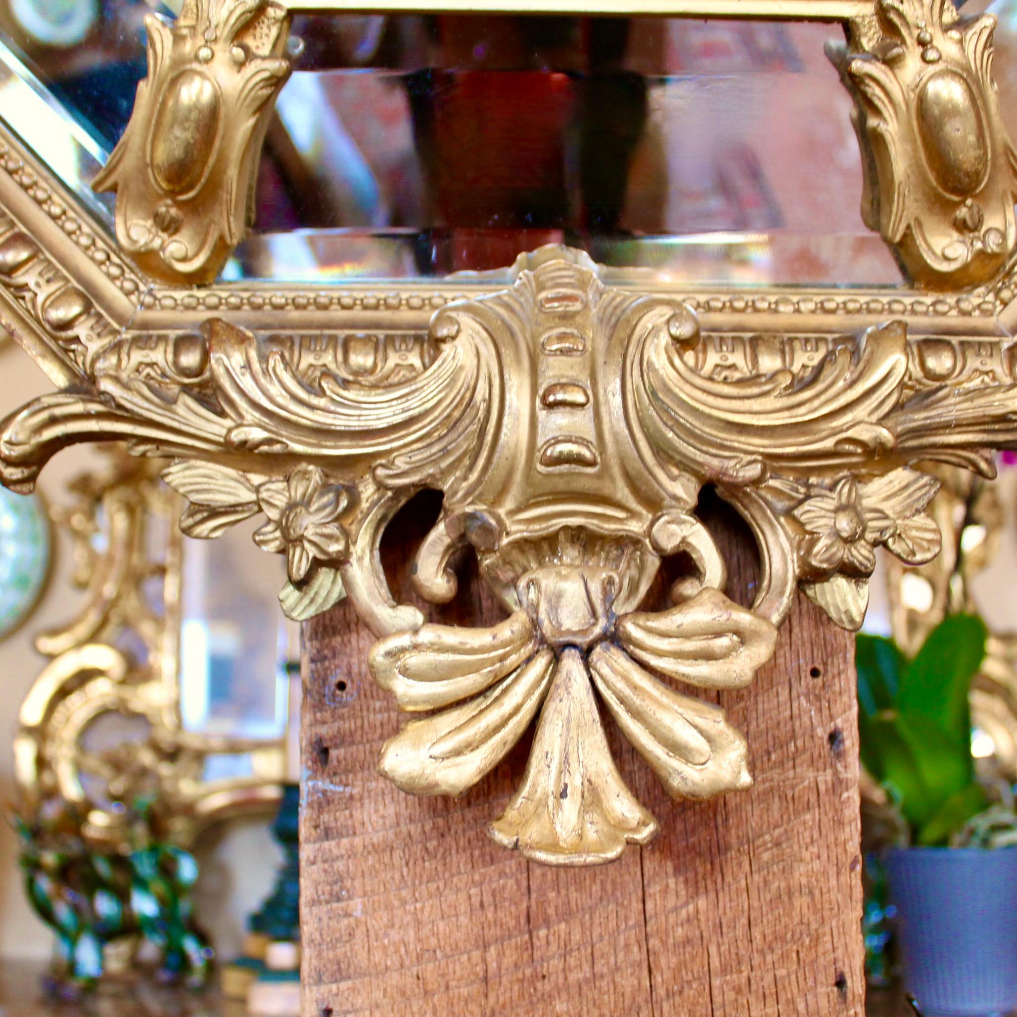 Französisch vergoldet Belle Époque Borderglass Cushion Mirror im Angebot 4