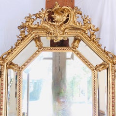 French Gilded Belle Époque Borderglass Cushion Mirror