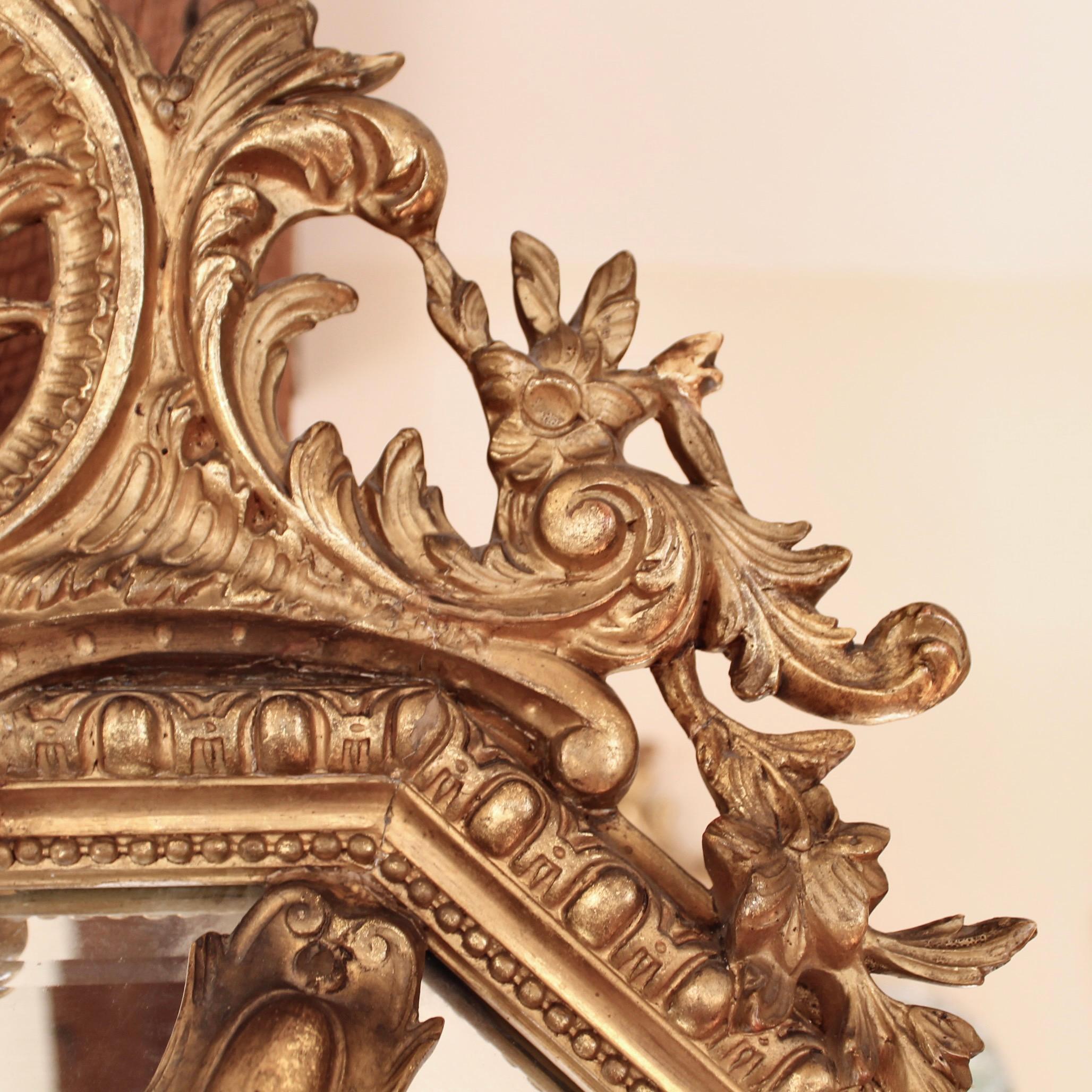 Französisch vergoldet Belle Époque Borderglass Cushion Mirror im Zustand „Gut“ im Angebot in Free Union, VA