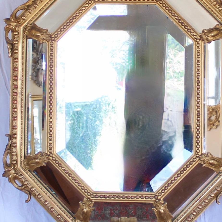 Französisch vergoldet Belle Époque Borderglass Cushion Mirror (Spiegel) im Angebot