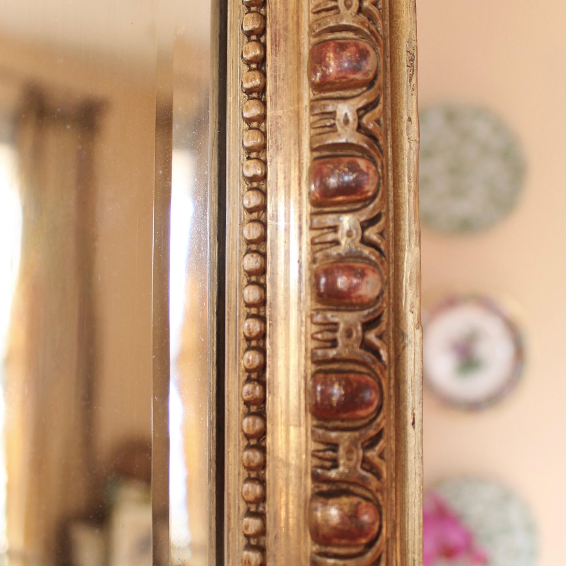 French Gilded Belle Époque Borderglass Cushion Mirror For Sale 2