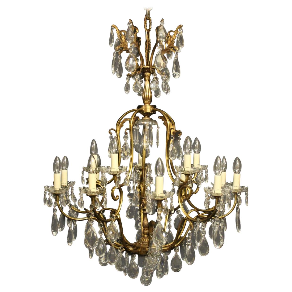 French Gilded Birdcage Antique Chandelier