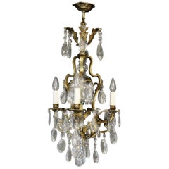 French Gilded Birdcage Crystal Antique Chandelier