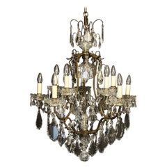 Antique French Gilded Birdcage Crystal Chandelier