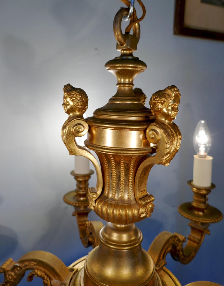 French Gilded Brass 6Branch Rococo Chandelier at 1stDibs french