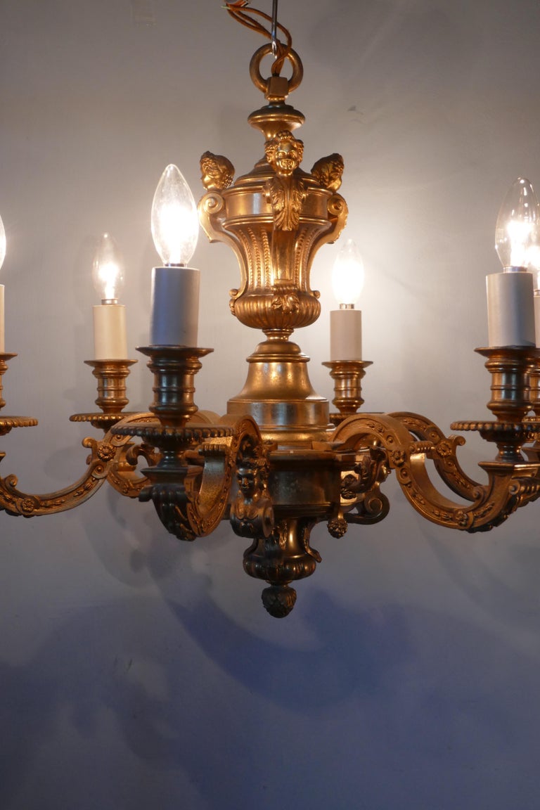 French Gilded Brass 6-Branch Rococo Chandelier at 1stDibs