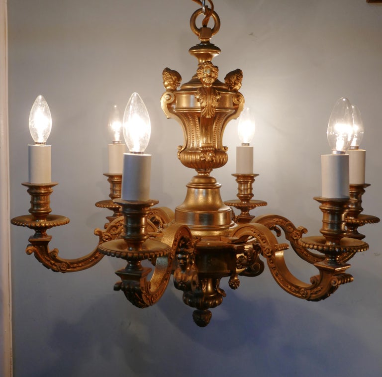 French Gilded Brass 6Branch Rococo Chandelier at 1stDibs french