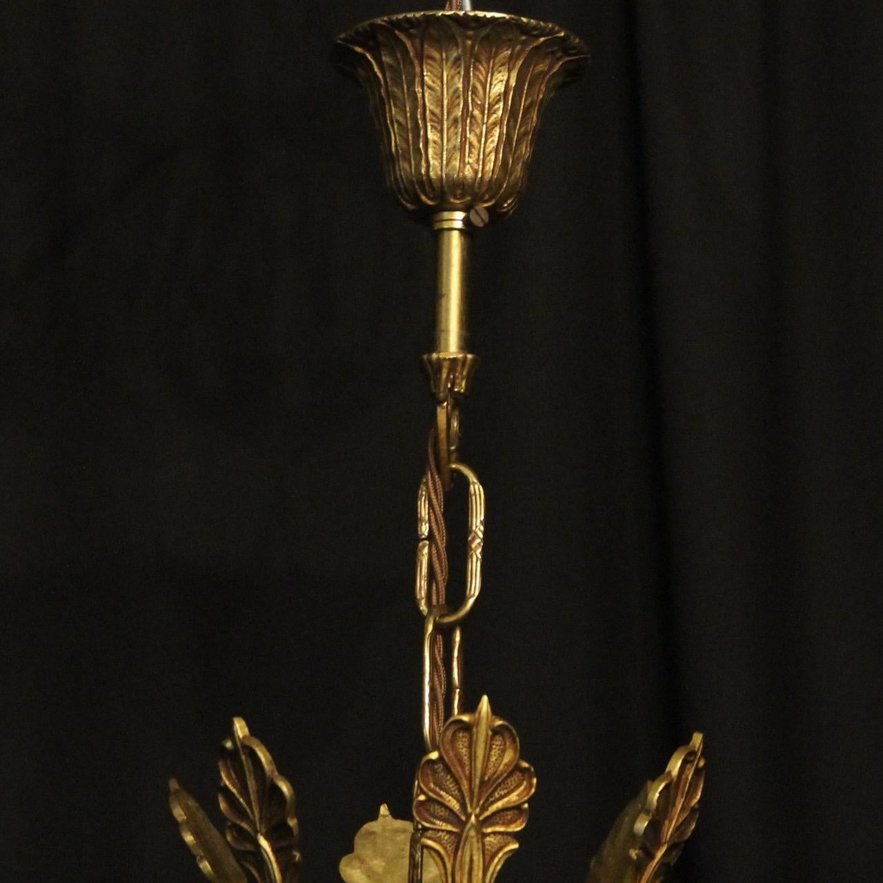 French Gilded Brass Empire 6-Light Chandelier 5