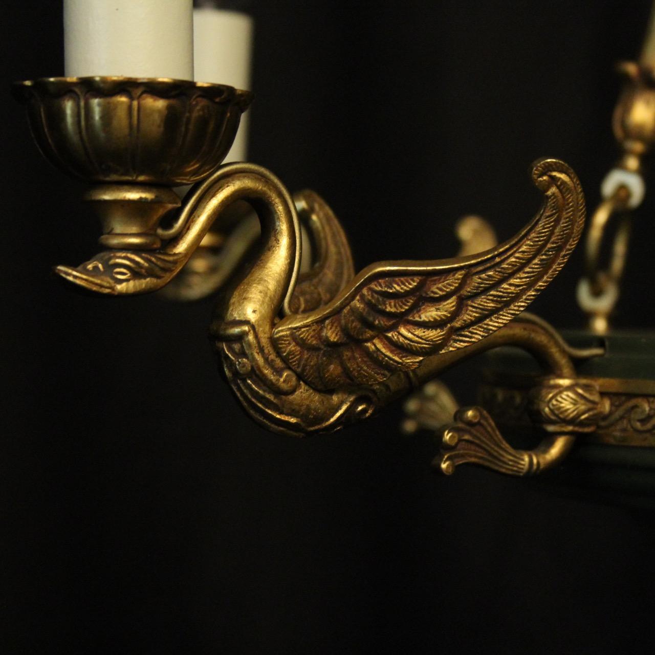 Gilt French Gilded Brass Empire 6-Light Chandelier