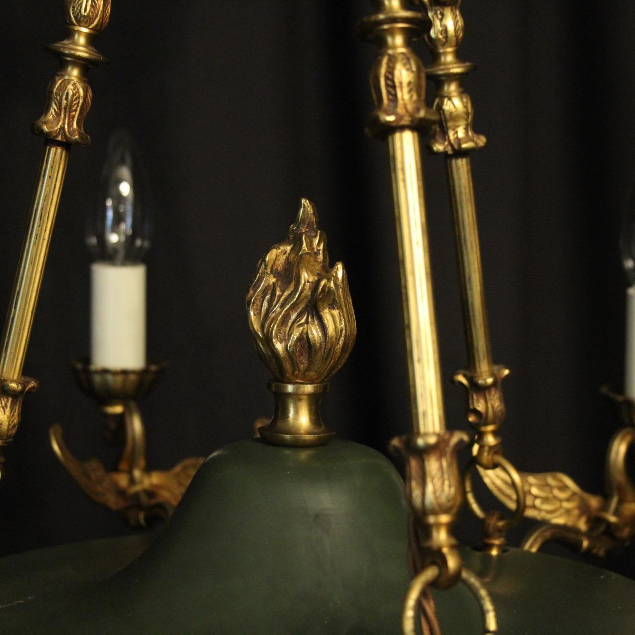 French Gilded Brass Empire 6-Light Chandelier 2