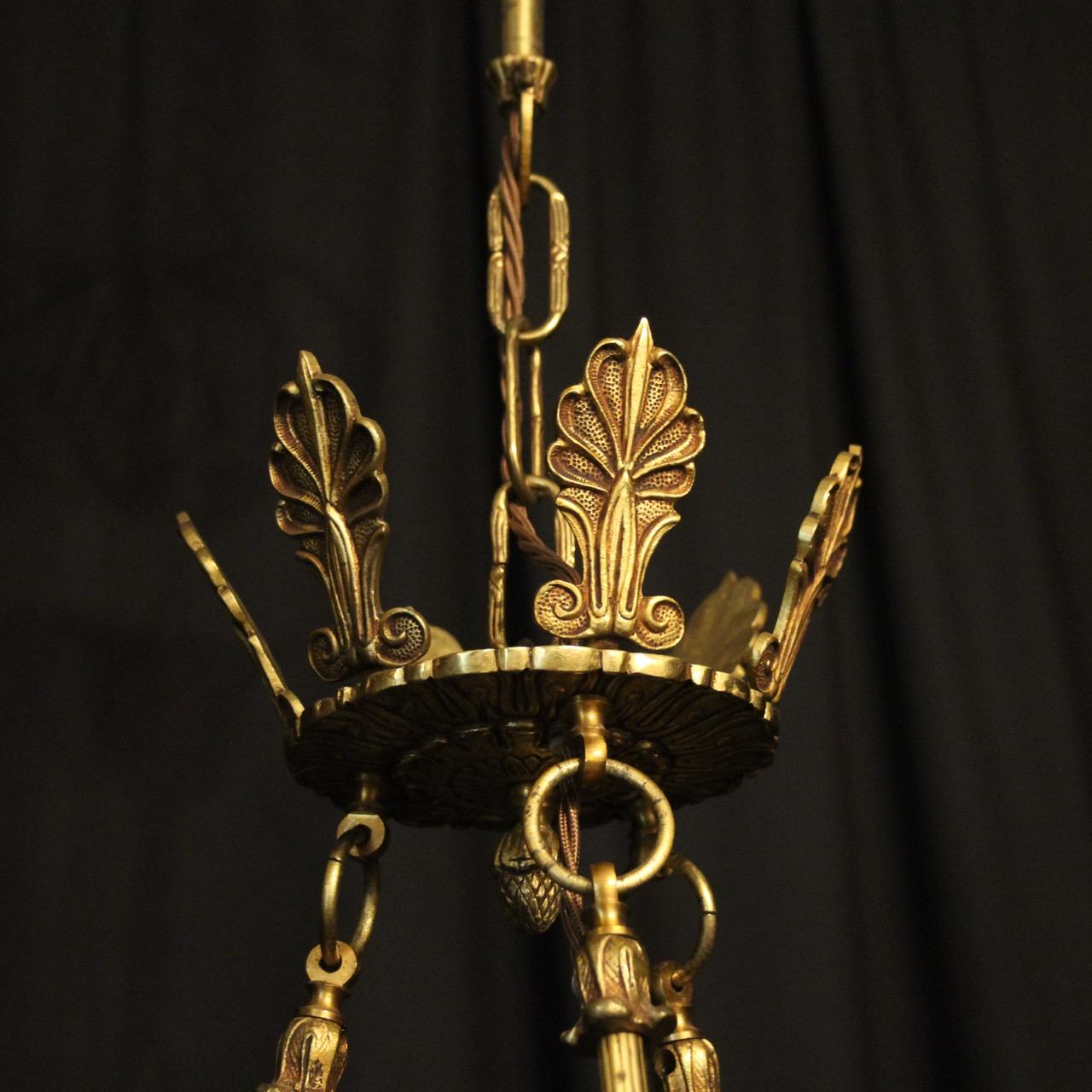 French Gilded Brass Empire 6-Light Chandelier 4