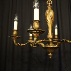 French Gilded Bronze 6-Light Antique Chandelier