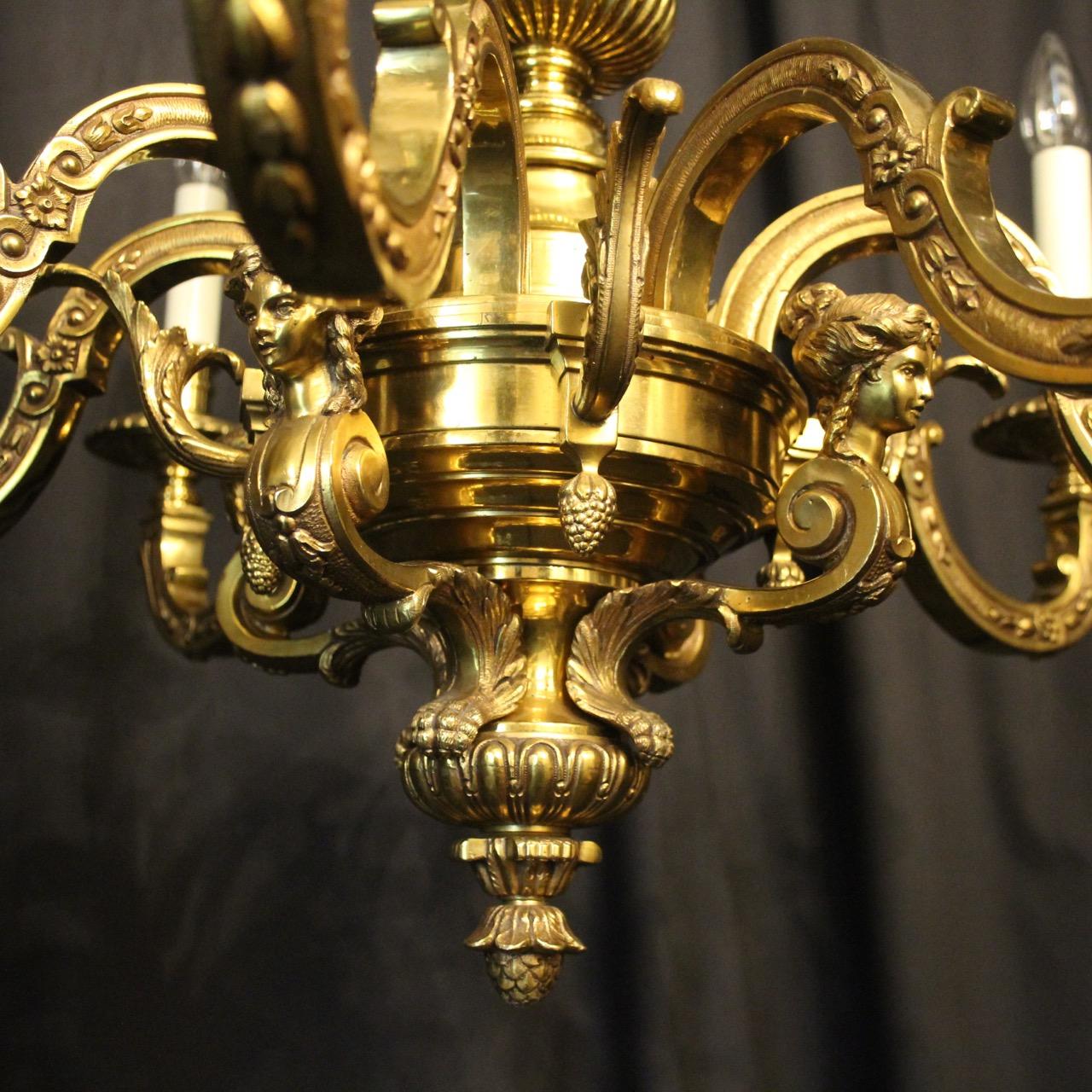 20th Century French Gilded Bronze 8-Light Antique Chandelier