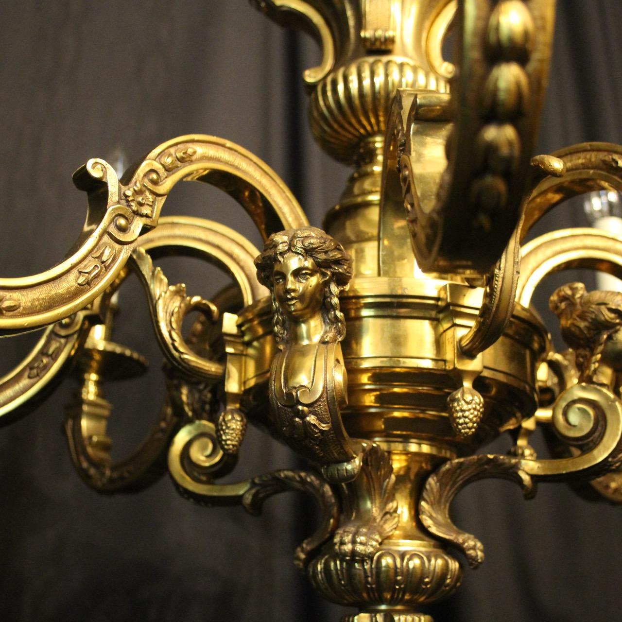French Gilded Bronze 8-Light Antique Chandelier 3