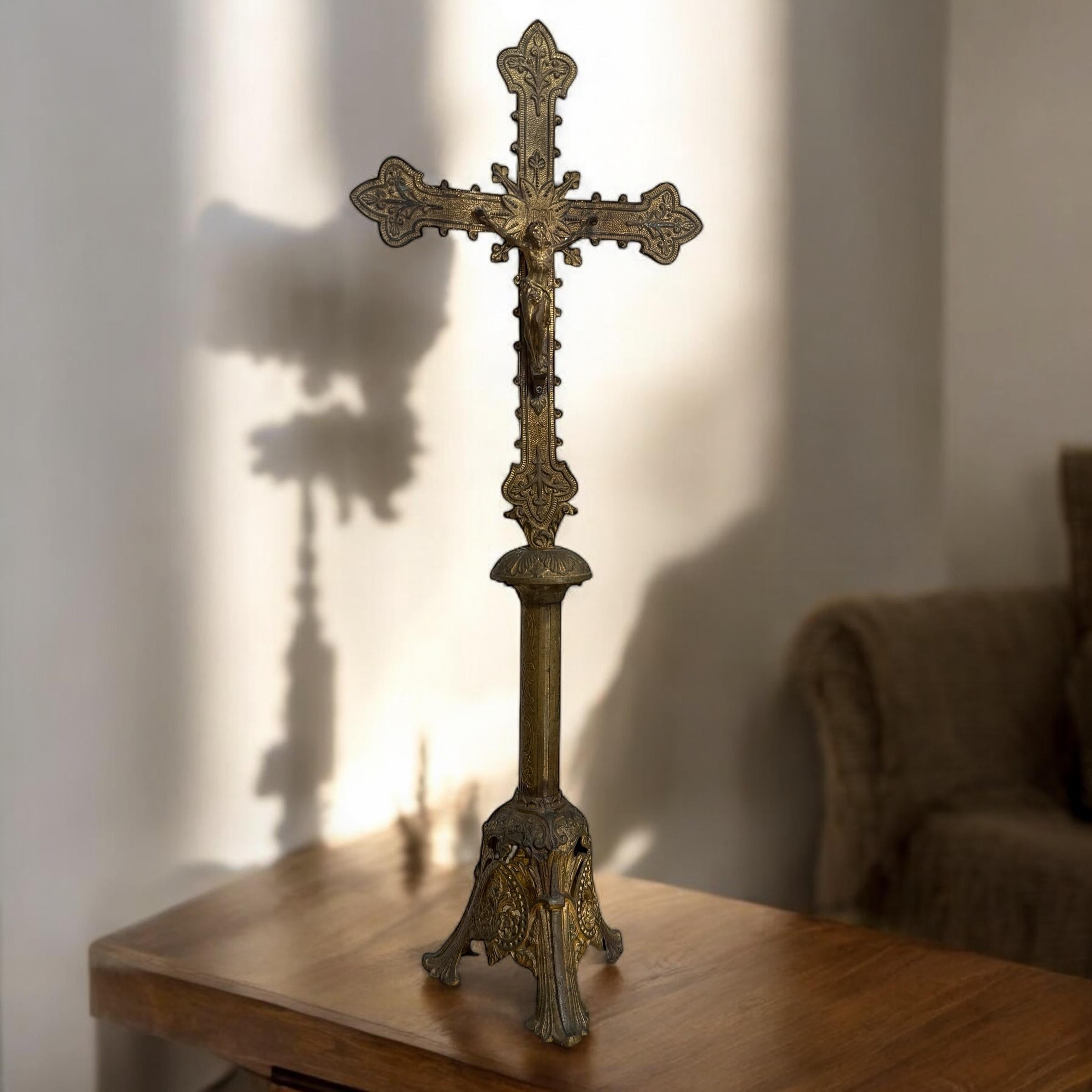Napoleon III French Gilded Bronze Altar Crucifix, 19th Century For Sale