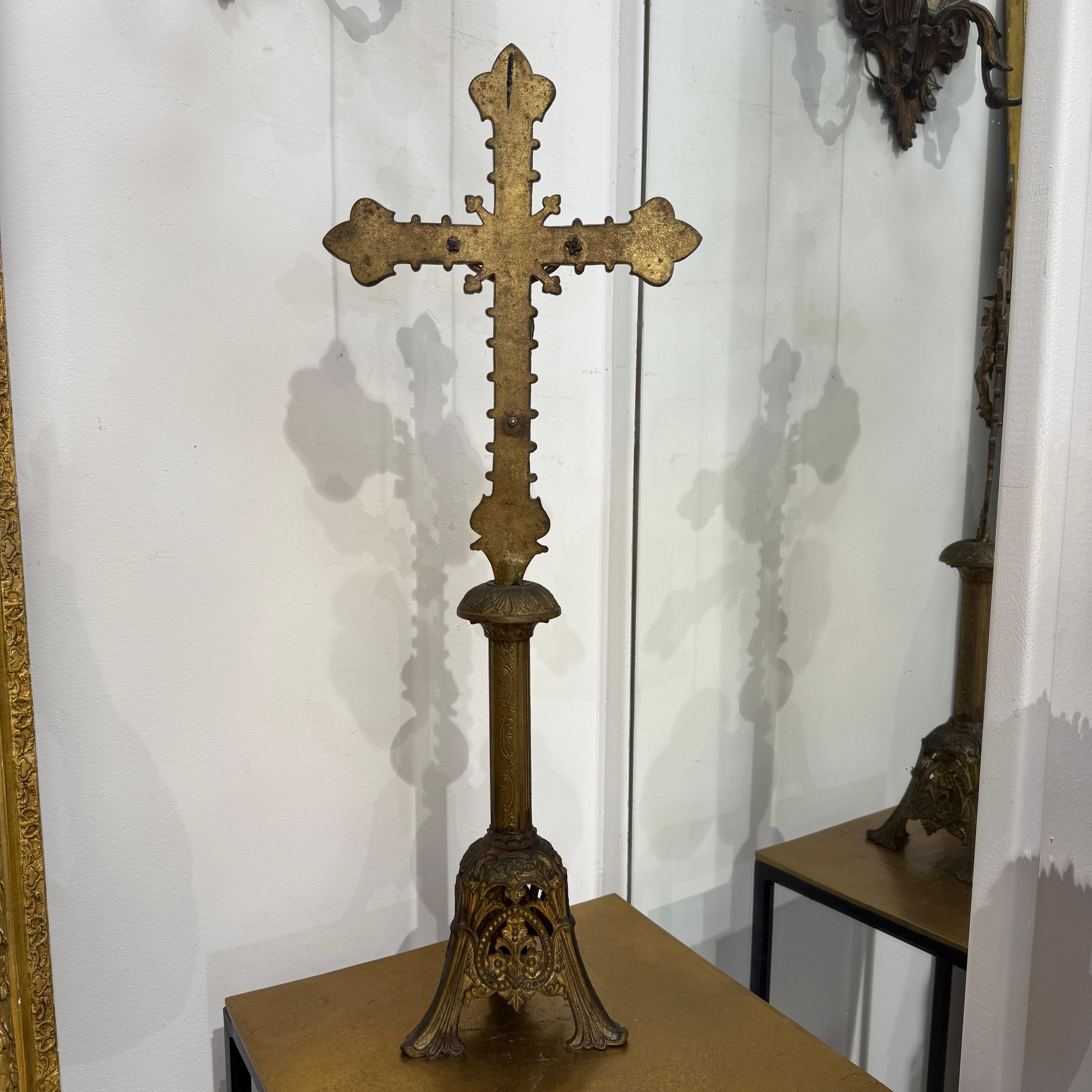 French Gilded Bronze Altar Crucifix, 19th Century For Sale 3
