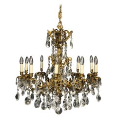 French Gilded Bronze and Crystal 19th Century Antique Chandelier