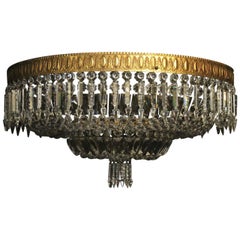 French Gilded Bronze and Crystal Twelve-Light Antique Plaffonier