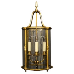French Gilded Bronze Convex Four Light Antique Lantern
