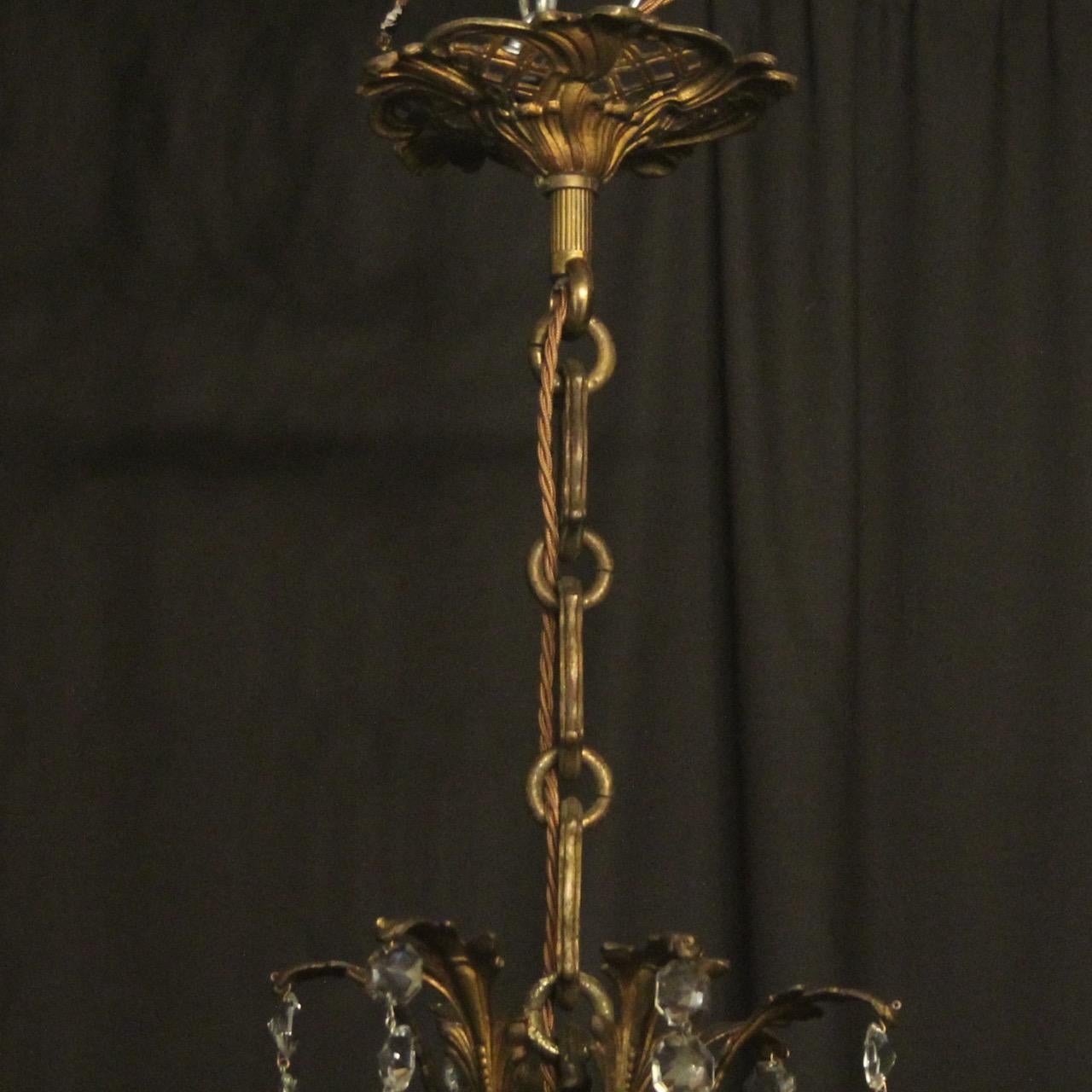 French Gilded Bronze & Crystal 10 Light Birdcage Antique Chandelier 4
