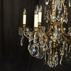 French Gilded Bronze and Crystal 10-Light Birdcage Antique Chandelier