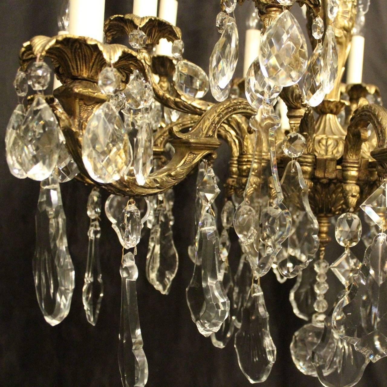 Baroque Revival French Gilded Bronze and Crystal Sixteen-Light Antique Chandelier For Sale
