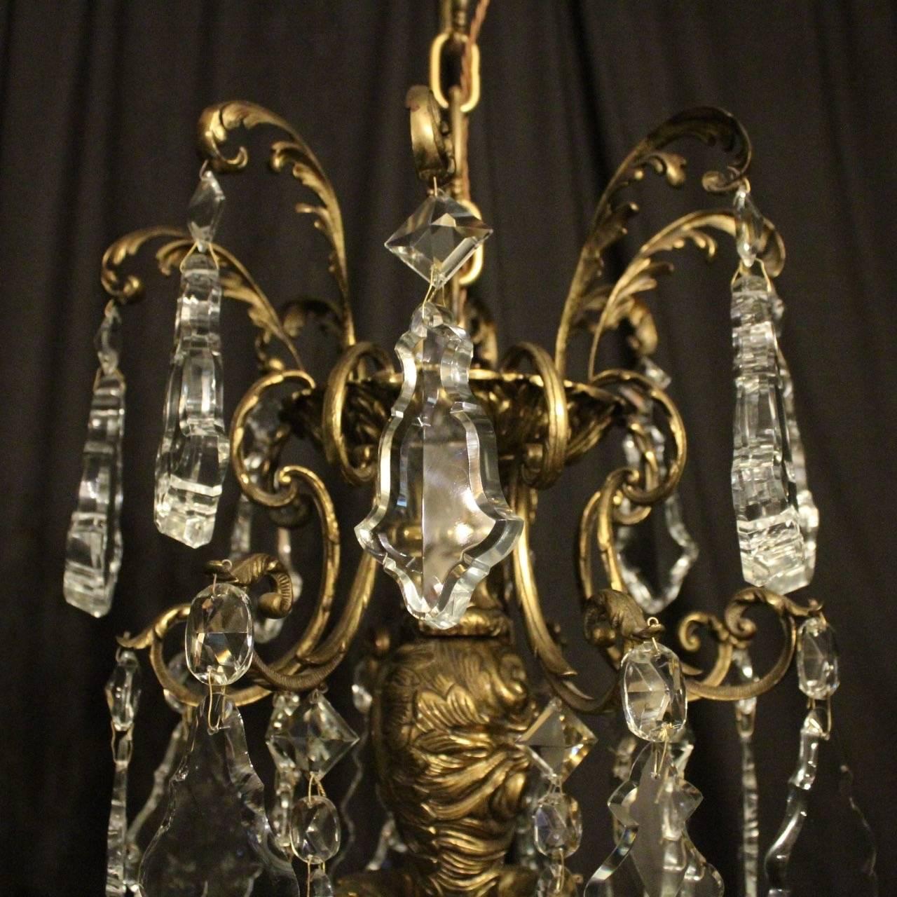 20th Century French Gilded Bronze and Crystal Sixteen-Light Antique Chandelier For Sale