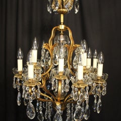 French Gilded Bronze and Crystal 17-Light Birdcage Antique Chandelier