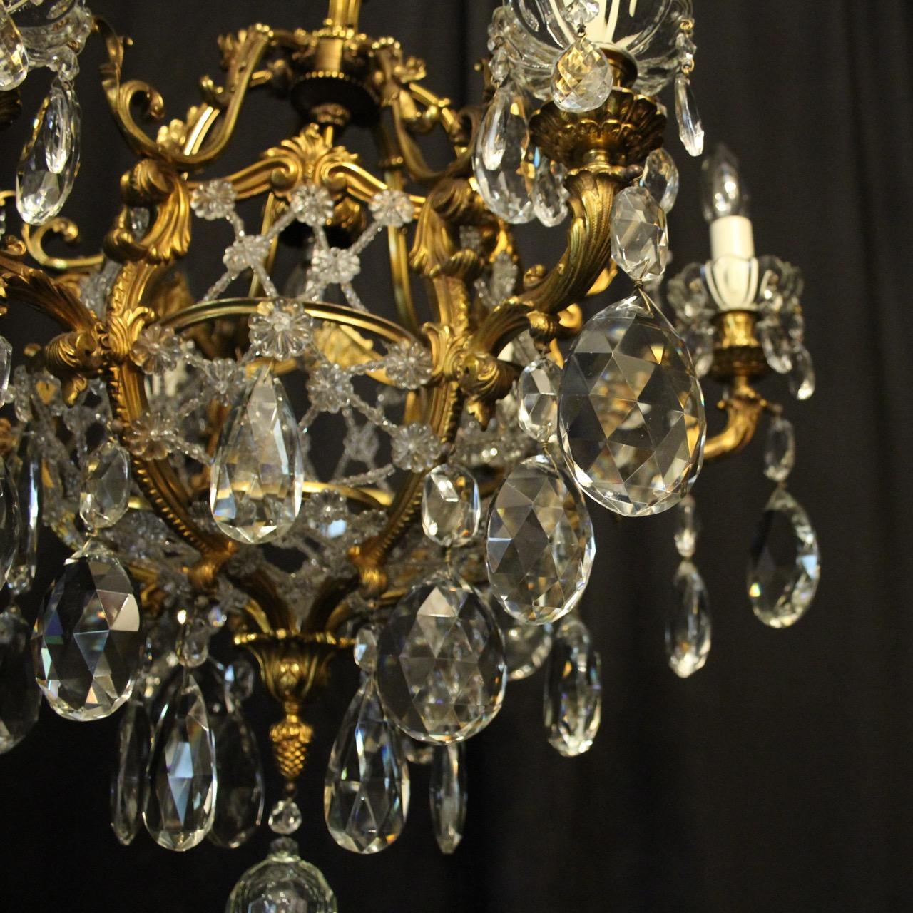 French Gilded Bronze and Crystal 19th Century Antique Chandelier In Good Condition For Sale In Chester, GB