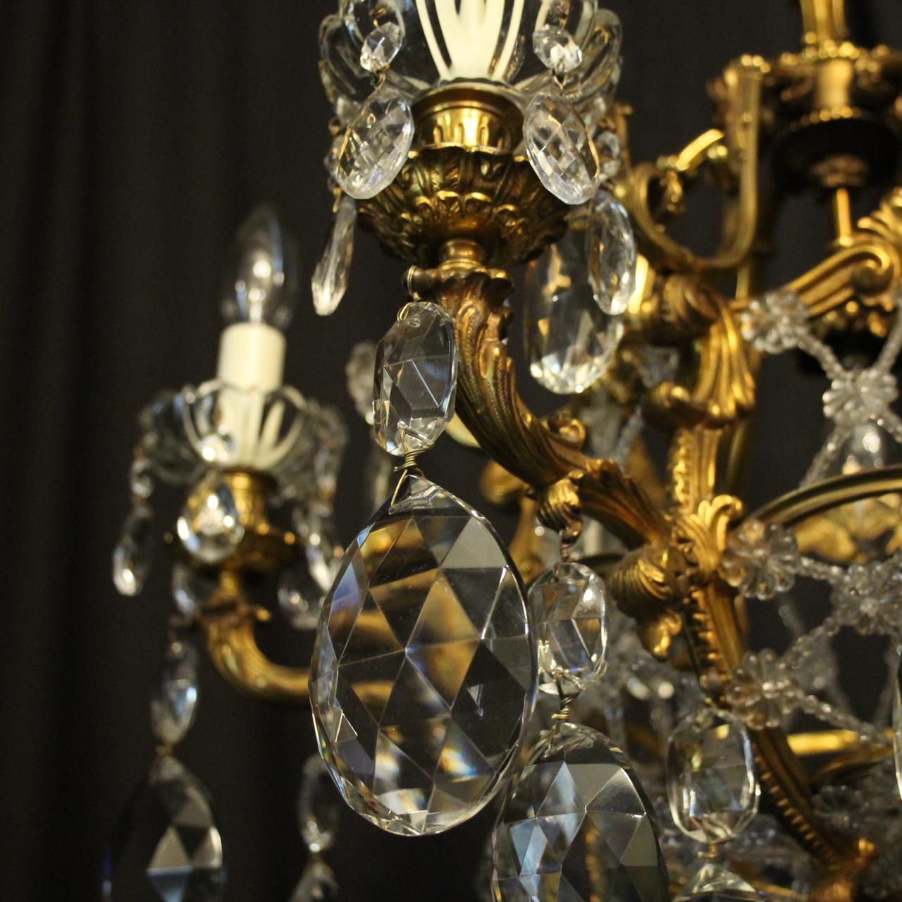 20th Century French Gilded Bronze and Crystal 19th Century Antique Chandelier For Sale