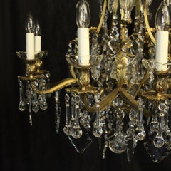 French Gilded Bronze and Crystal Birdcage Antique Chandelier