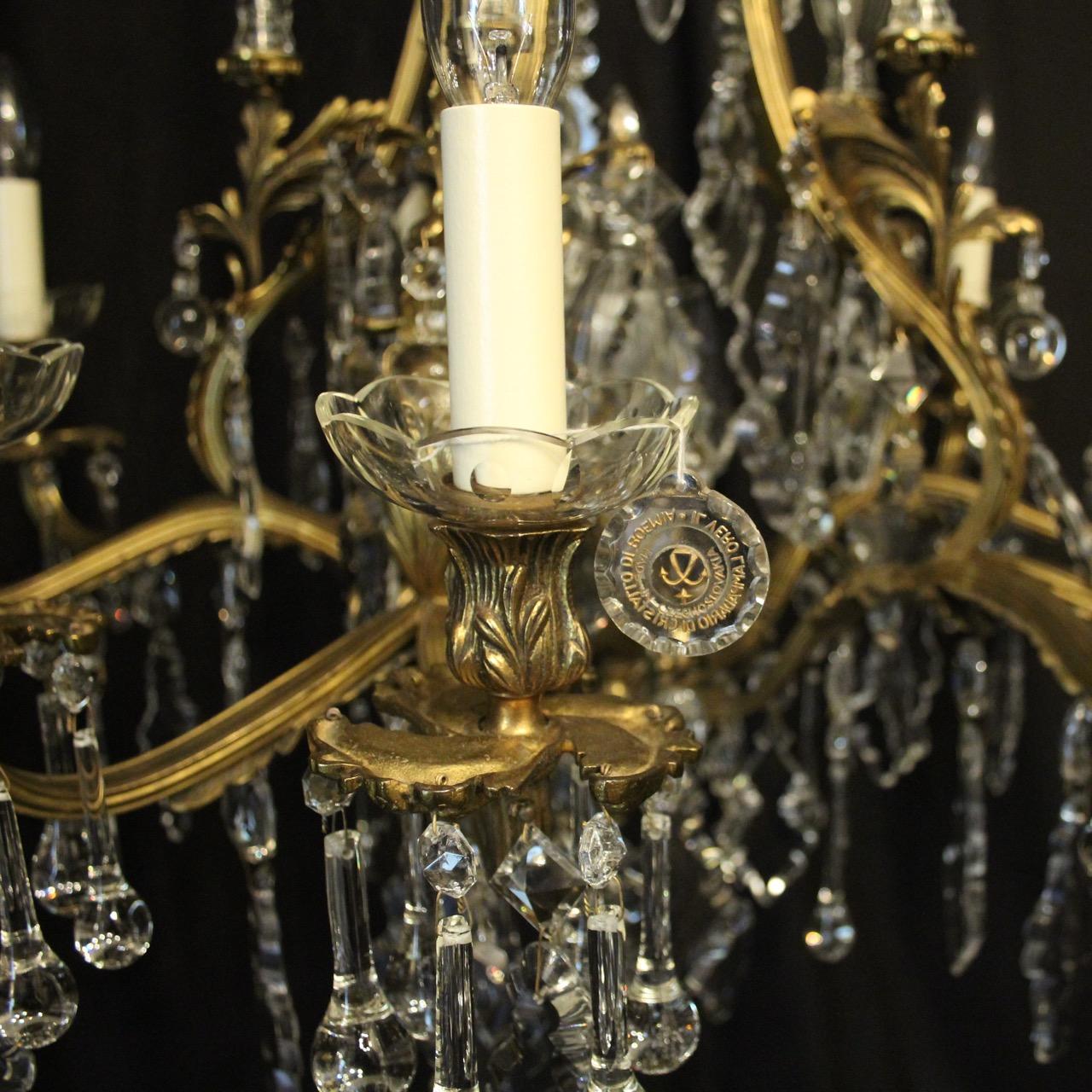 Baroque French Gilded Bronze and Crystal Birdcage Antique Chandelier For Sale