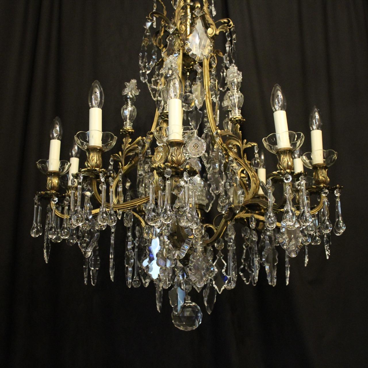 Gilt French Gilded Bronze and Crystal Birdcage Antique Chandelier For Sale