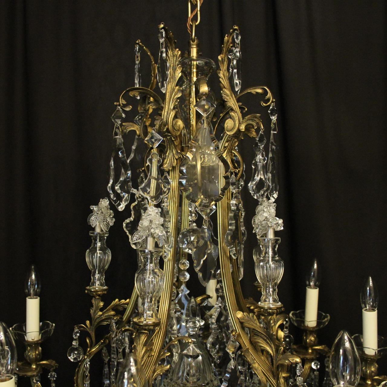 French Gilded Bronze and Crystal Birdcage Antique Chandelier In Fair Condition For Sale In Chester, GB