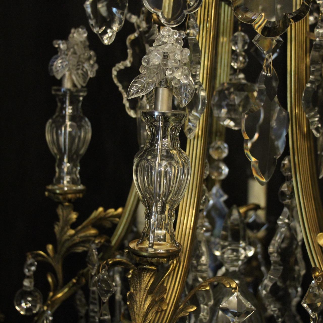 20th Century French Gilded Bronze and Crystal Birdcage Antique Chandelier For Sale