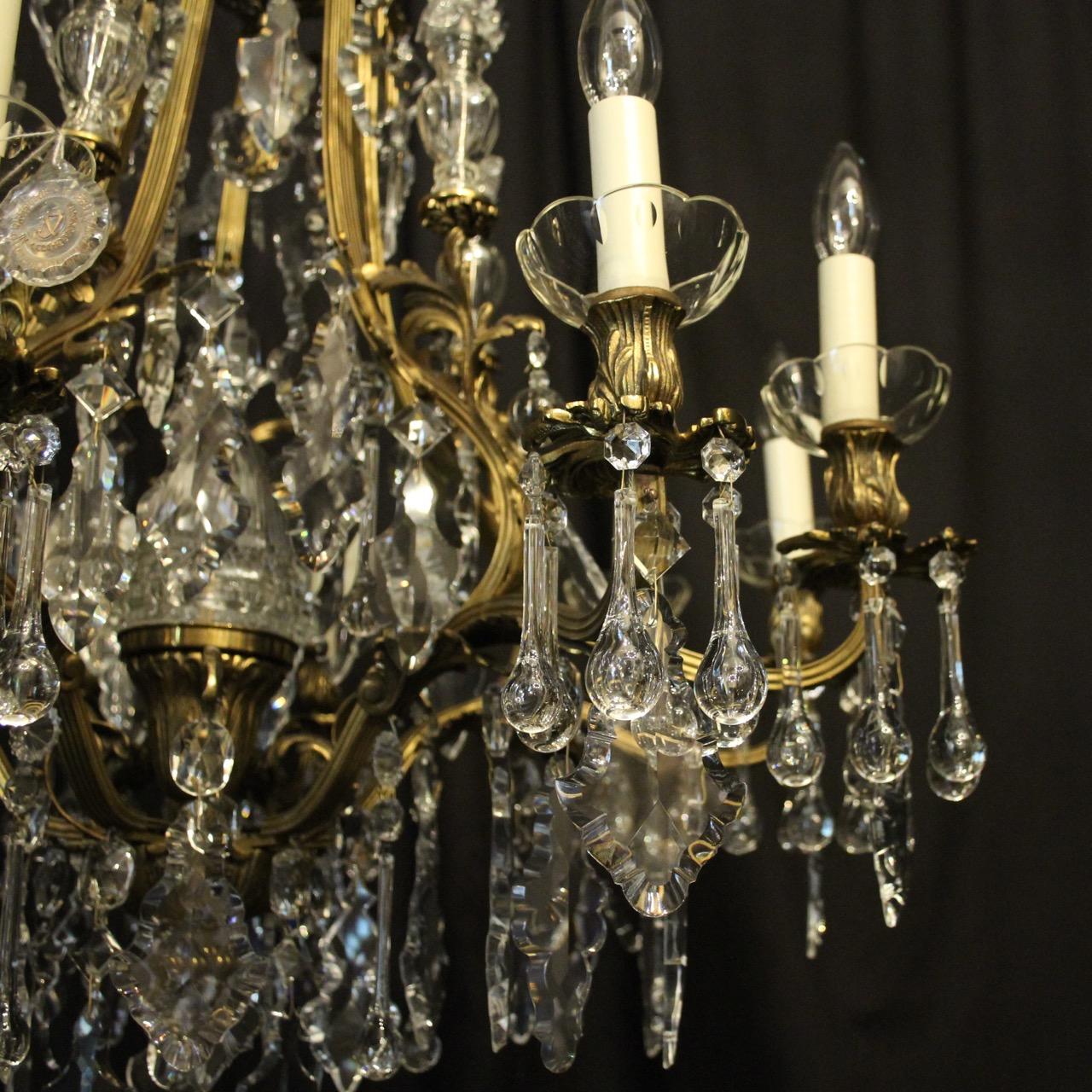 French Gilded Bronze and Crystal Birdcage Antique Chandelier For Sale 1