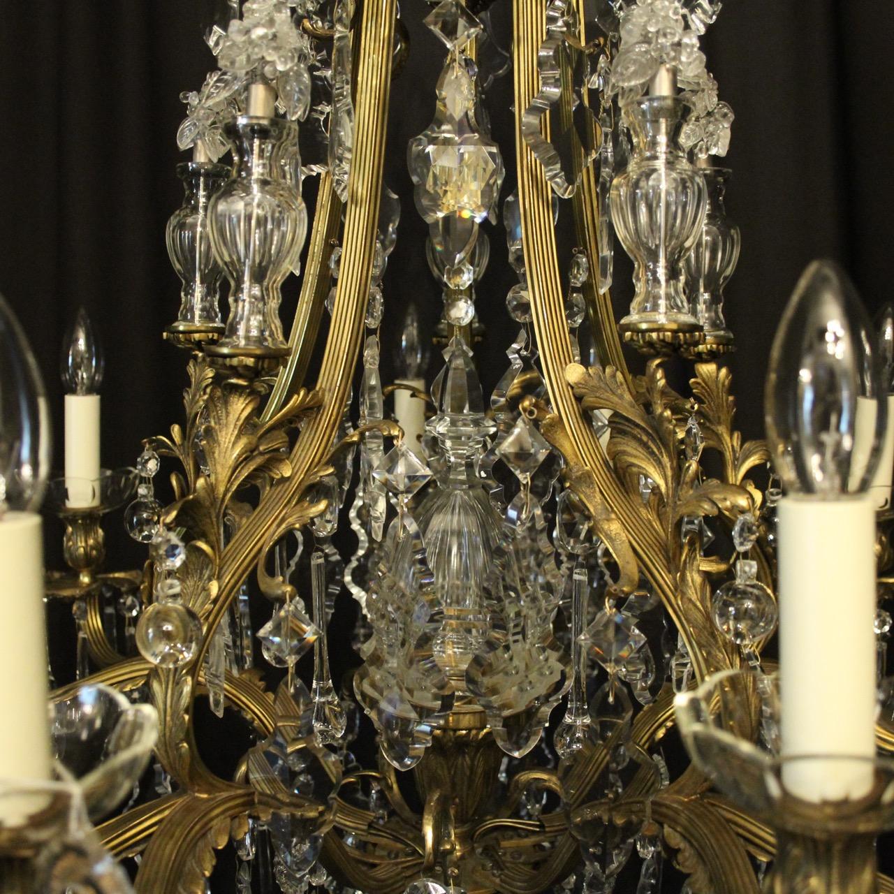 French Gilded Bronze and Crystal Birdcage Antique Chandelier For Sale 2