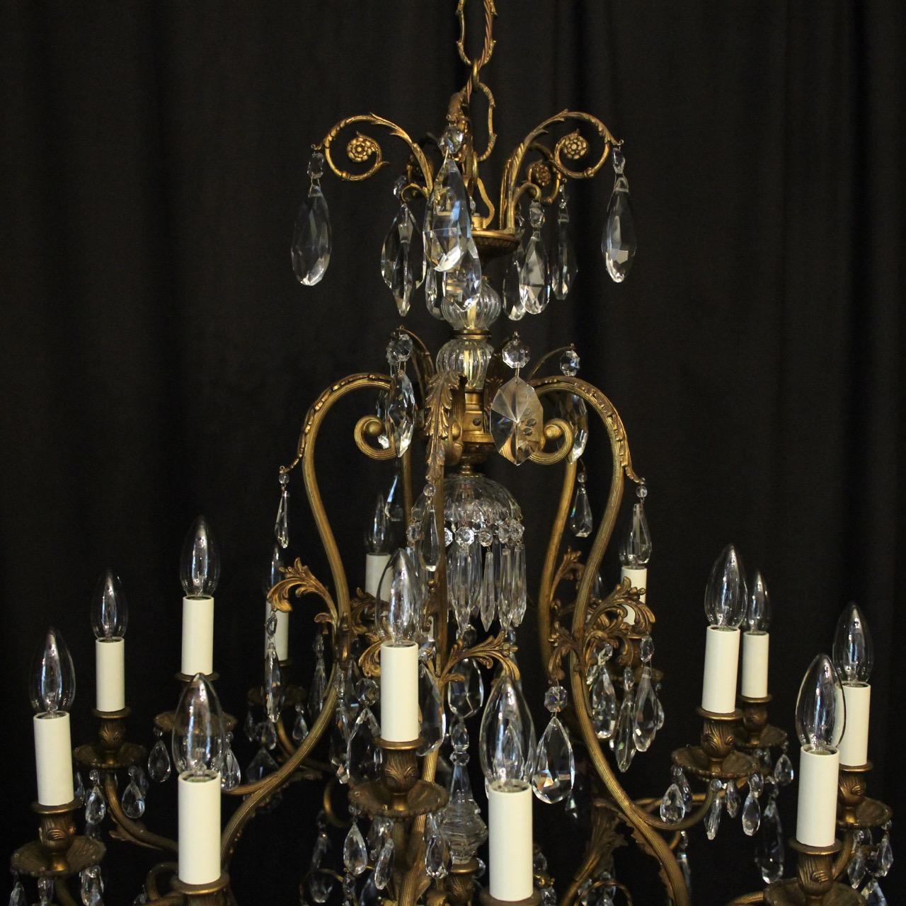 Gilt French Gilded Bronze and Crystal Cage Antique Chandelier For Sale
