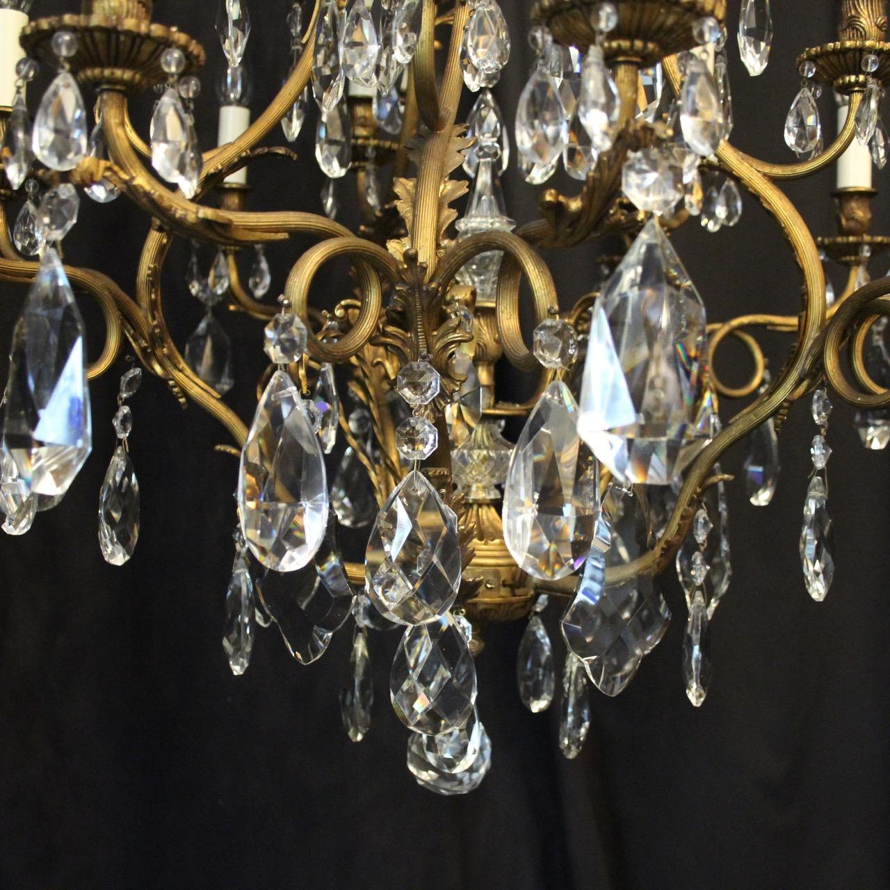 French Gilded Bronze and Crystal Cage Antique Chandelier For Sale 3