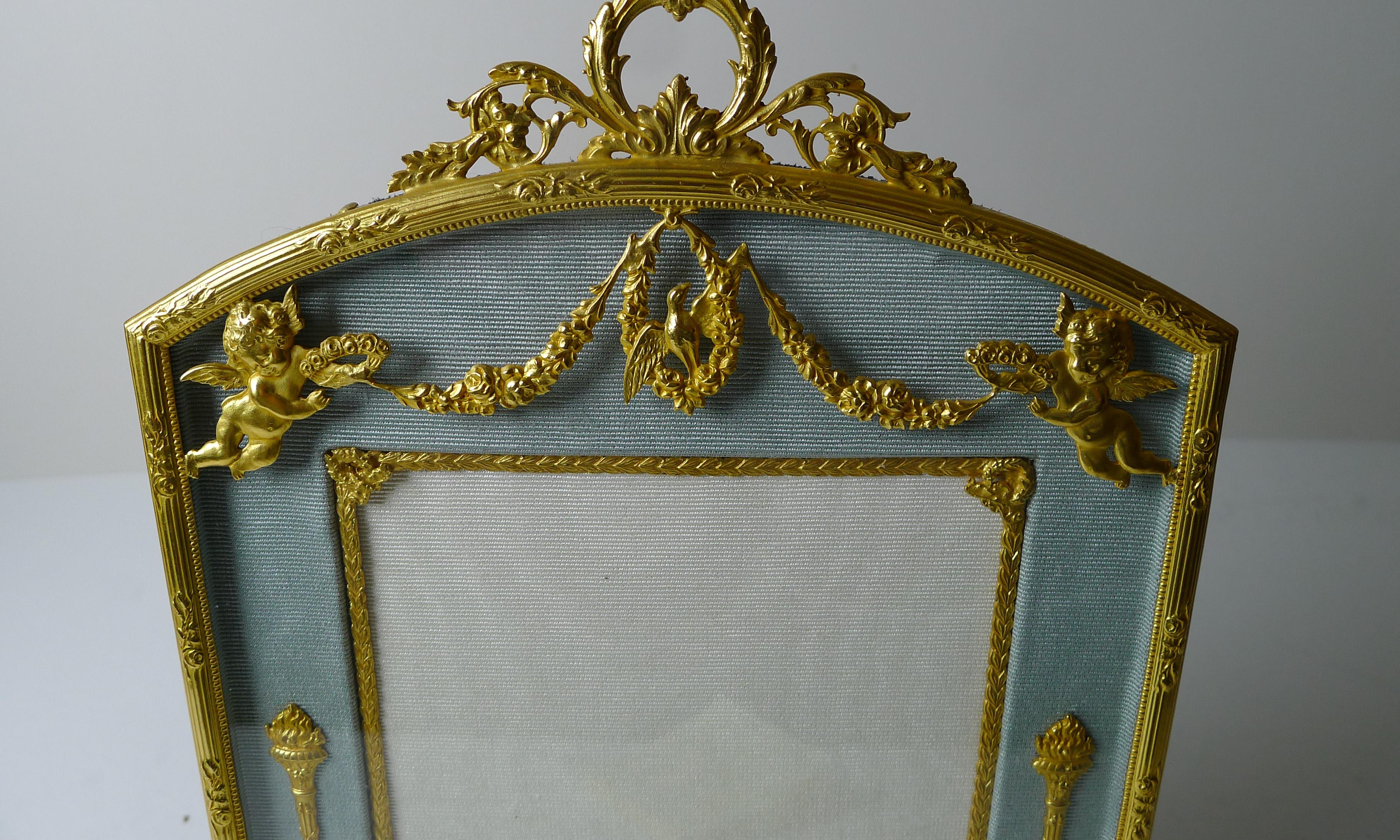 Gilt French Gilded Bronze Photograph / Picture Frame - Cherubs c.1900
