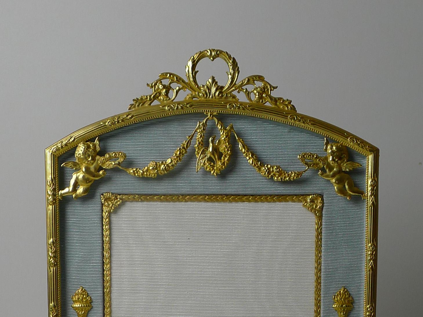 French Gilded Bronze Photograph / Picture Frame - Cherubs c.1900 3