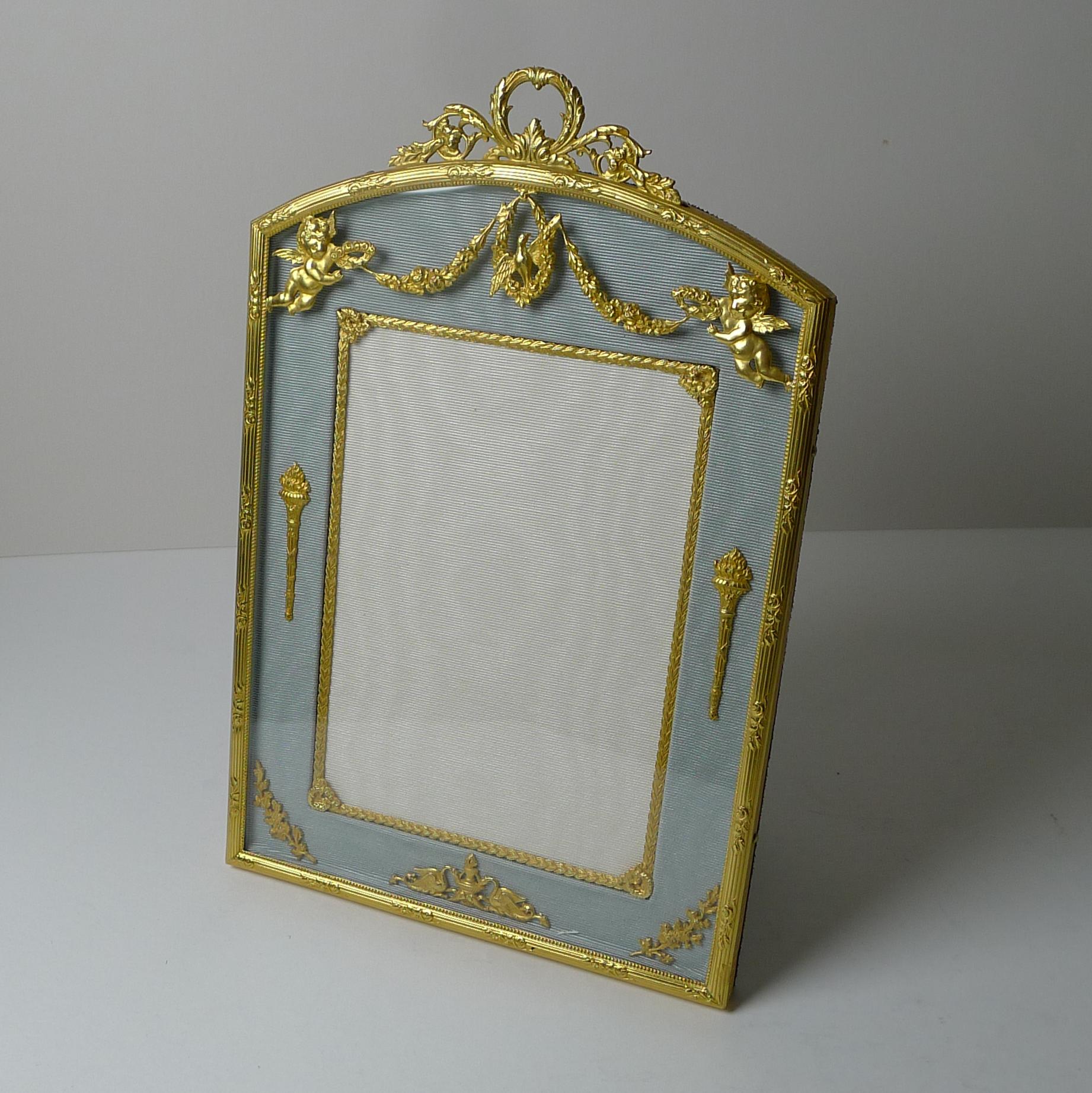French Gilded Bronze Photograph / Picture Frame - Cherubs c.1900 4
