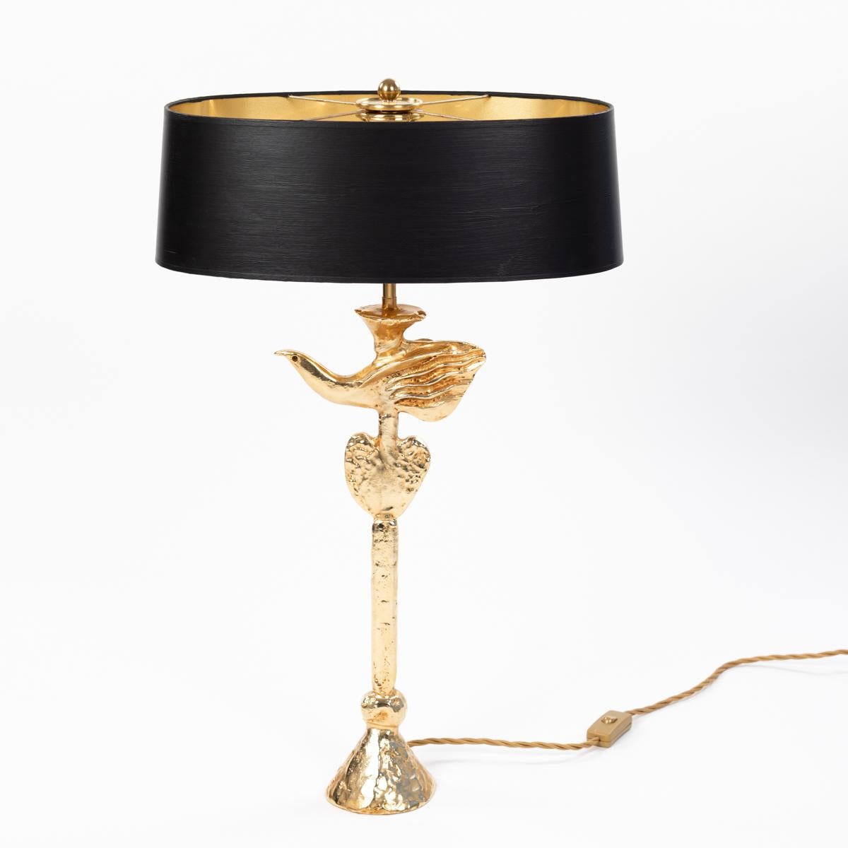 French Gilded Bronze Table Lamp by Pierre Casenove for Fondica, 1980s For Sale 2