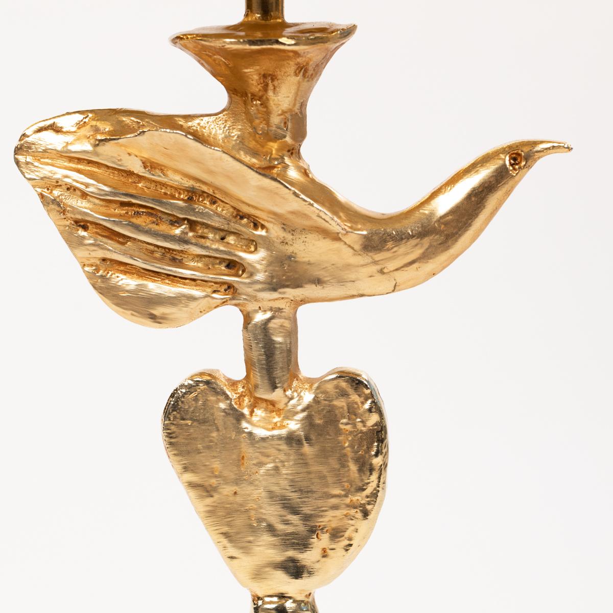 Französische Tischlampe aus vergoldeter Bronze von Pierre Casenove für Fondica, 1980er Jahre im Angebot 6