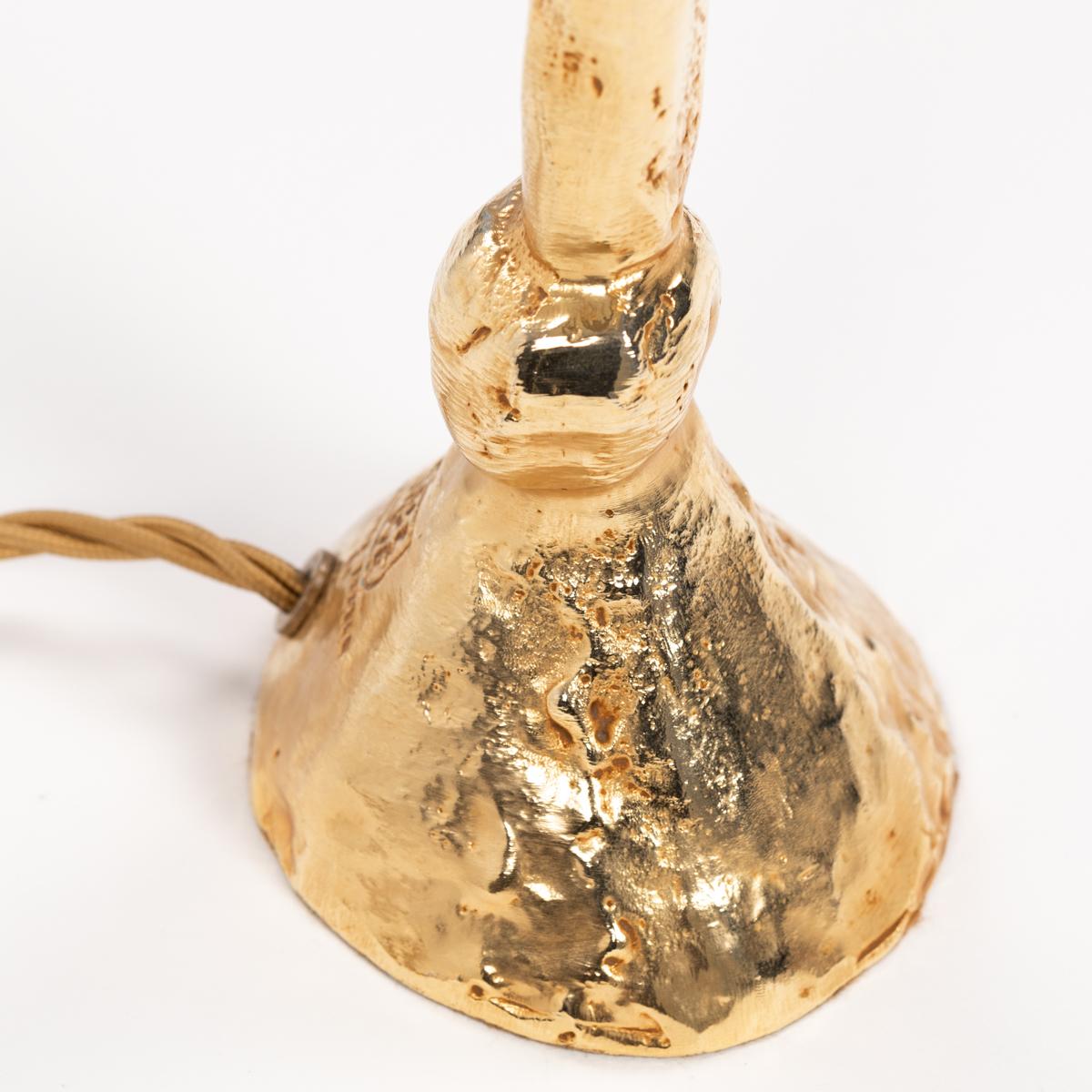 Französische Tischlampe aus vergoldeter Bronze von Pierre Casenove für Fondica, 1980er Jahre im Angebot 7