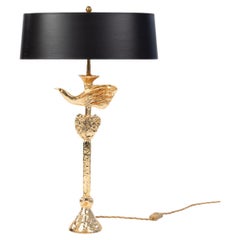 French Gilded Bronze Table Lamp by Pierre Casenove for Fondica, 1980s