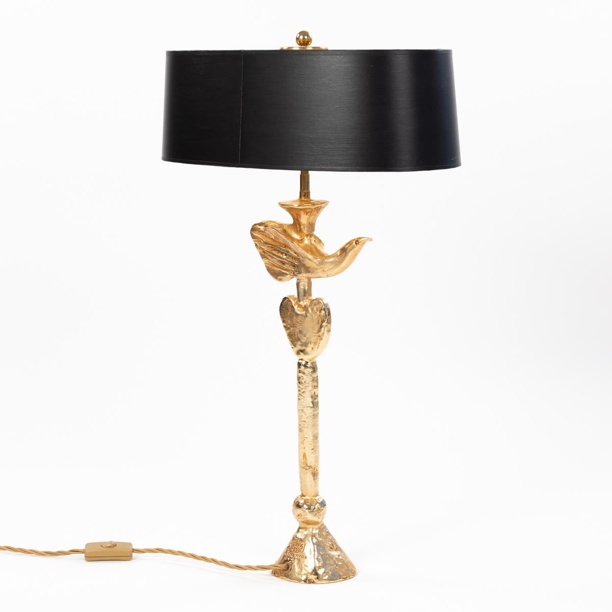 Late 20th Century French Gilded Bronze Table Lamp by Pierre Casenove for Fondica, 1980s For Sale