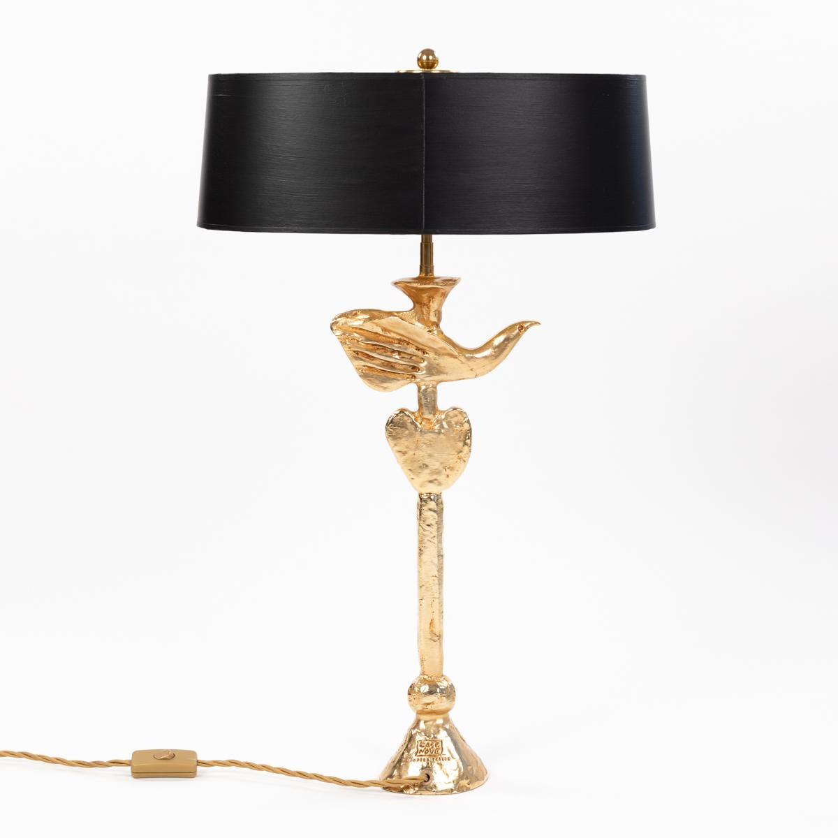 French Gilded Bronze Table Lamp by Pierre Casenove for Fondica, 1980s For Sale 1