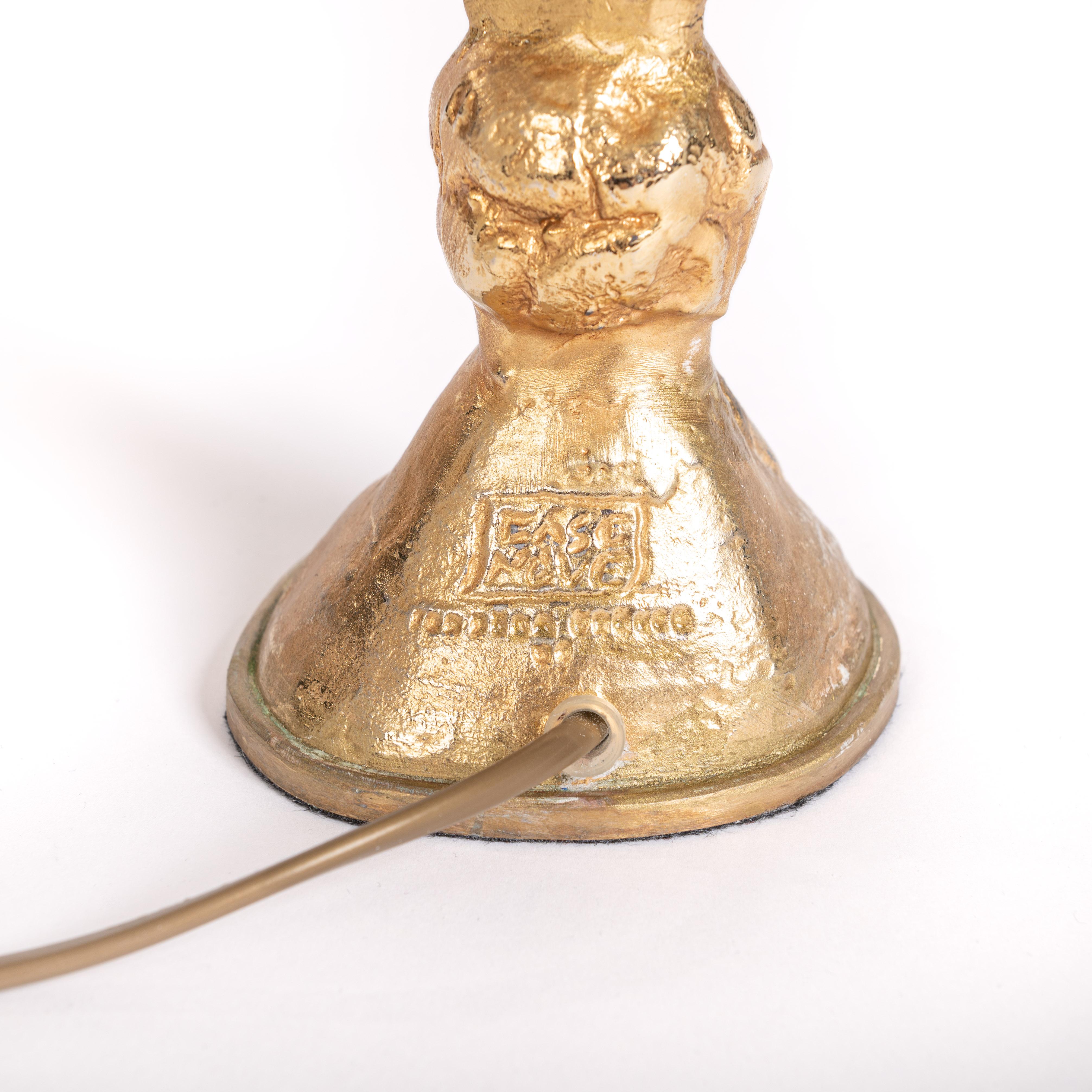 Französische vergoldete Bronze-Tischlampe von Pierre Casenove für Fondica, 1980er Jahre im Angebot 1