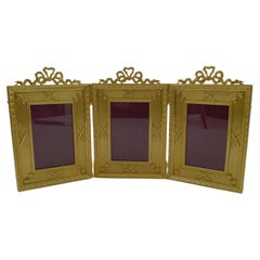 Antique French Gilded Bronze Triple Picture / Photograph Frame c.1900